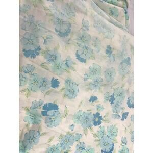 VTG 1970's Flowers Fashion Manor Blue Floral Twin Fitted Sheet MCM Penn-Prest